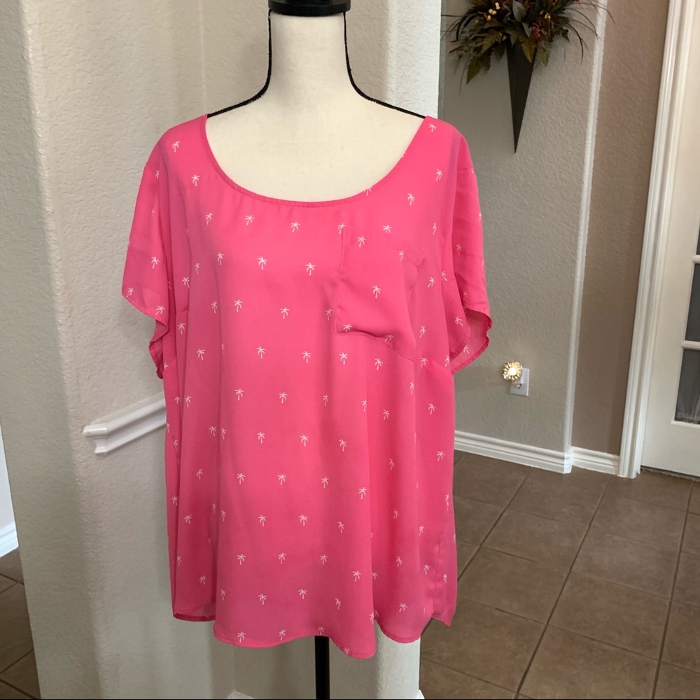 Torrid pink palm tree tropical short sleeve top shirt Size 3X